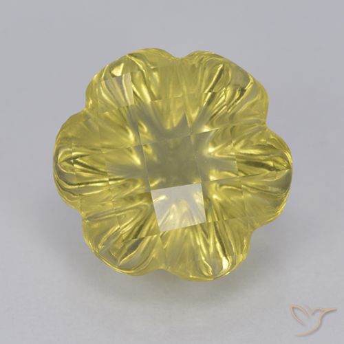 3.55ct Natürlicher Helles Gold-Gelb Quarz, Blumen-Schliff, Transparent