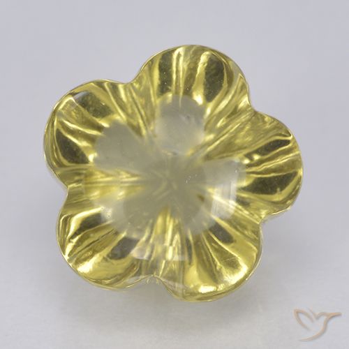 4.47ct Natürlicher Mittelhelles Gelb Quarz, Blumen-Schliff, Transparent