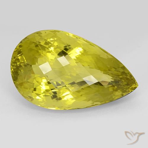 119.64ct Natürlicher Mittelgelb Quarz, Birnenform, IF