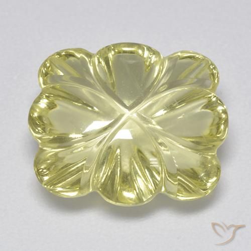 6.87ct Natürlicher hellgrünlich-gelb Quarz, Blumen-Schliff, Transparent