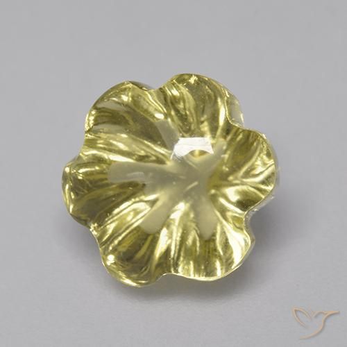 9,17 ctw natürlicher Blasses Gelb Quarz, Blumen-Schliff, Transparent