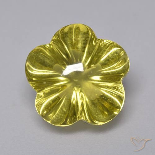 7.11ct Natürlicher Mittelgelb Quarz, Blumen-Schliff, Transparent