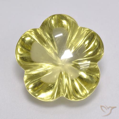 8.37ct Natürlicher Helles Ananasgelb Quarz, Blumen-Schliff, Transparent