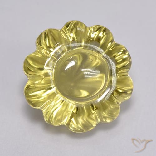 7.69ct Natürlicher Helles Gold-Gelb Quarz, Blumen-Schliff, Transparent