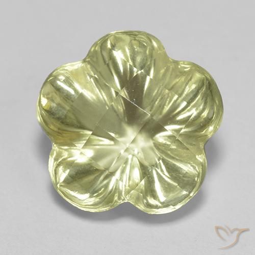 3.42ct Natürlicher hellgelb Quarz, Blumen-Schliff, Transparent