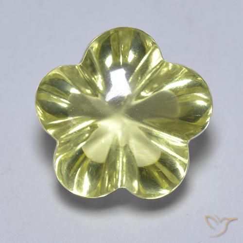 4.69ct Natürlicher gelb-grün Quarz, Blumen-Schliff, Transparent