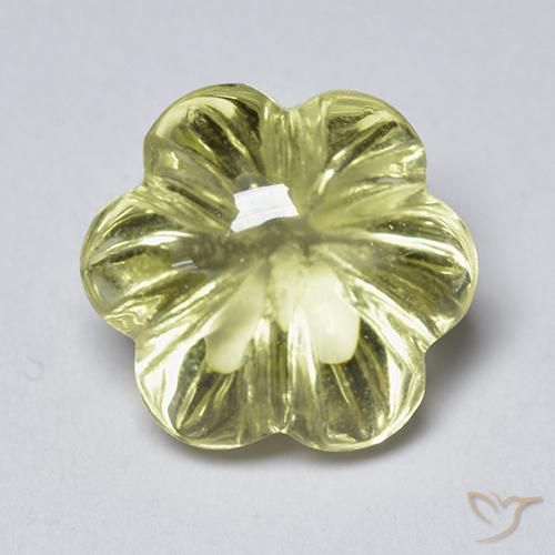 3.58ct Natürlicher Mittelgelb Quarz, Blumen-Schliff, Transparent