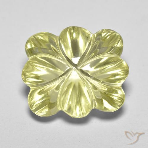 8.40ct Natürlicher Mittelhelles Gelb Quarz, Blumen-Schliff, Transparent