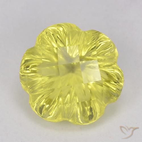 3.29ct Natürlicher hellgelb Quarz, Blumen-Schliff, Transparent