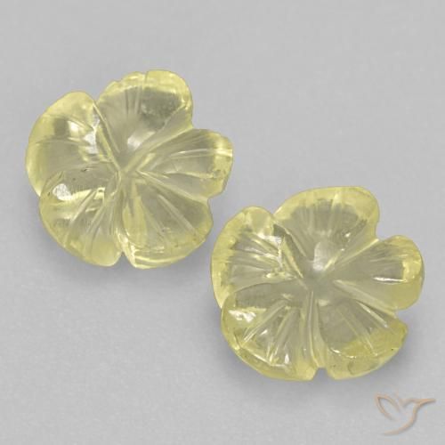 3.12ctw Natürlicher Blasses Gelb Quarz, Blumen-Schliff, Transparent