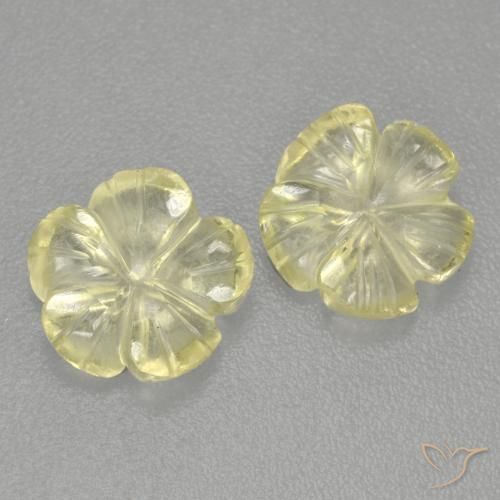 2.43ctw Natürlicher Mittelhelles Gelb Quarz, Blumen-Schliff, Transparent