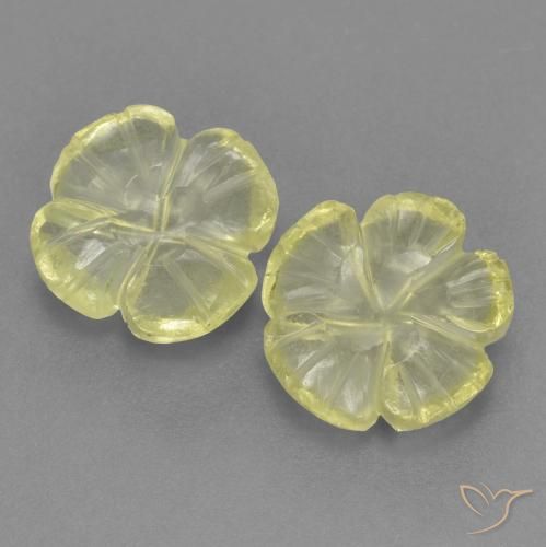 3.51ctw Natürlicher Mittelhelles Gelb Quarz, Blumen-Schliff, Transparent