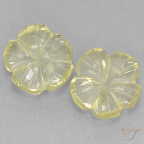 2.98ctw Natürlicher Zitronengelb Quarz, Blumen-Schliff, Transparent