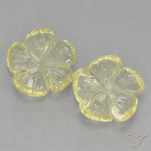 2.90ctw Natürlicher Zitronengelb Quarz, Blumen-Schliff, Transparent