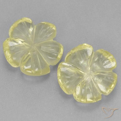 5.33ctw Natürlicher Zitronengelb Quarz, Blumen-Schliff, Transparent