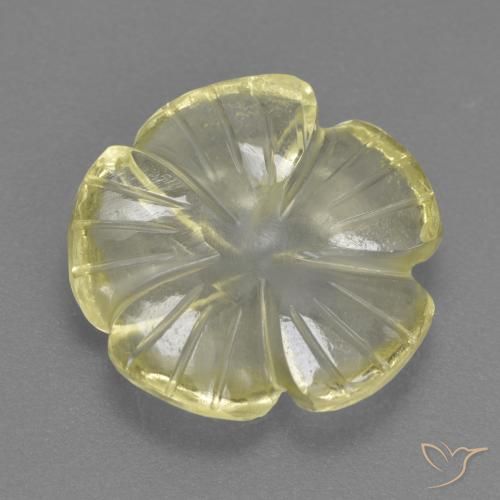 4.49ct Natürlicher Mittelhelles Gelb Quarz, Blumen-Schliff, Transparent
