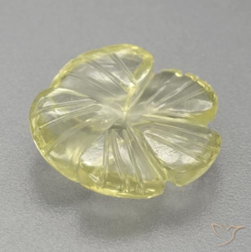 9,17 ctw natürlicher Zitronengelb Quarz, Blumen-Schliff, Transparent