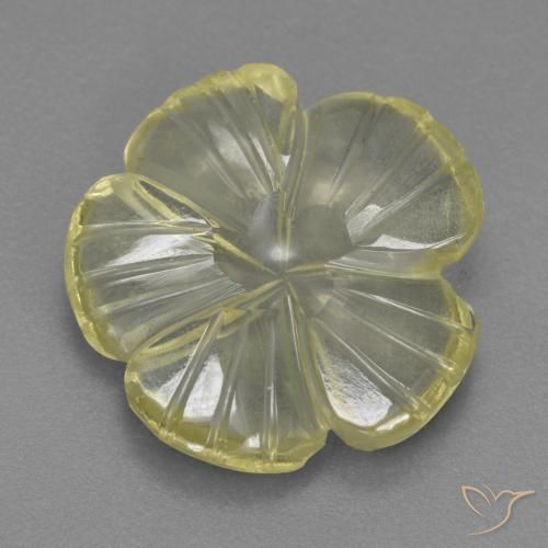 4.58ct Natürlicher Blasses Gelb Quarz, Blumen-Schliff, Transparent