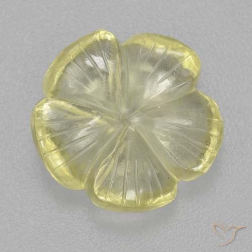5.36ct Natürlicher hellgelb Quarz, Blumen-Schliff, Transparent
