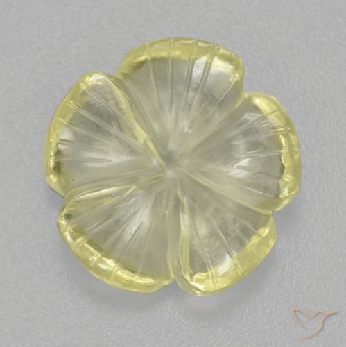 9,17 ctw natürlicher hellgelb Quarz, Blumen-Schliff, Transparent