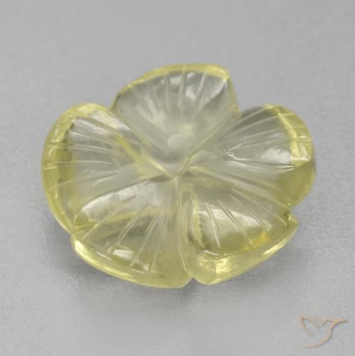 9,17 ctw natürlicher hellgelb Quarz, Blumen-Schliff, Transparent