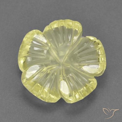4.58ct Natürlicher Mittelgelb Quarz, Blumen-Schliff, Transparent