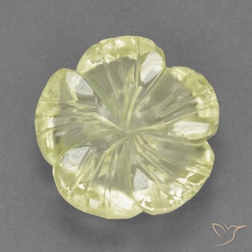 4.66ct Natürlicher hellgelb Quarz, Blumen-Schliff, Transparent