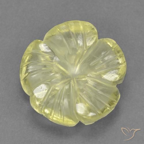 4.40ct Natürlicher Mittelgelb Quarz, Blumen-Schliff, Transparent