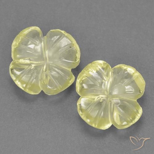 3.53ctw Natürlicher Zitronengelb Quarz, Blumen-Schliff, Transparent