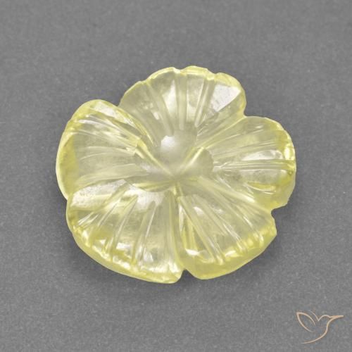 3.42ct Natürlicher Blasses Gelb Quarz, Blumen-Schliff, Transparent