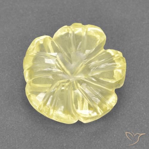 3.52ct Natürlicher Blasses Gelb Quarz, Blumen-Schliff, Transparent
