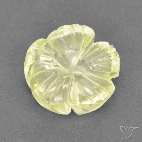 3.16ct Natürlicher Blasses Gelb Quarz, Blumen-Schliff, Transparent