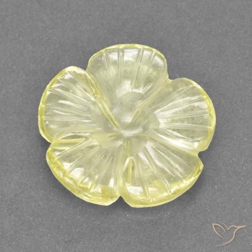 3.40ct Natürlicher Mittelhelles Gelb Quarz, Blumen-Schliff, Transparent