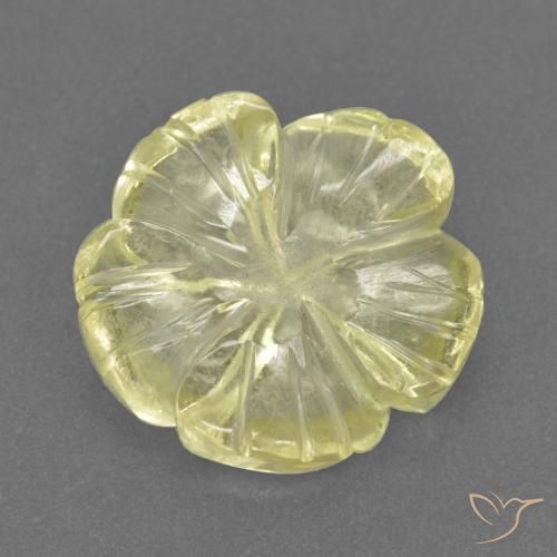 2.52ct Natürlicher Mittelhelles Gelb Quarz, Blumen-Schliff, Transparent