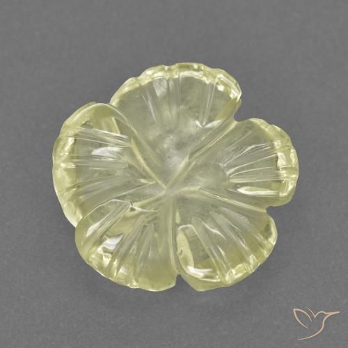 2.26ct Natürlicher Mittelhelles Gelb Quarz, Blumen-Schliff, Transparent