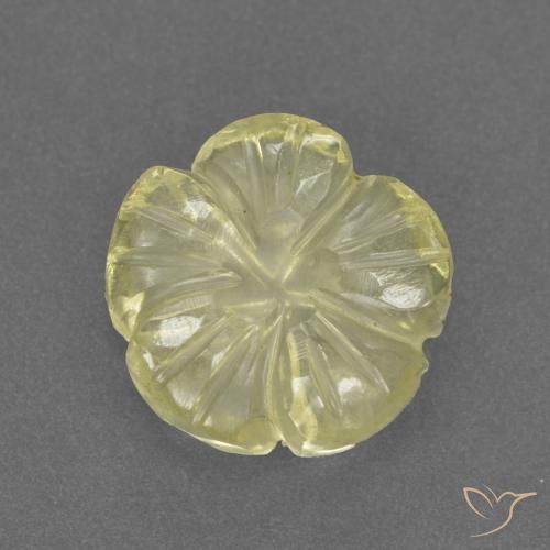 3.13ct Natürlicher Mittelhelles Gelb Quarz, Blumen-Schliff, Transparent