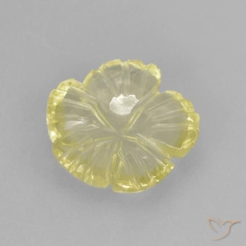 9,17 ctw natürlicher hellgelb Quarz, Blumen-Schliff, Transparent