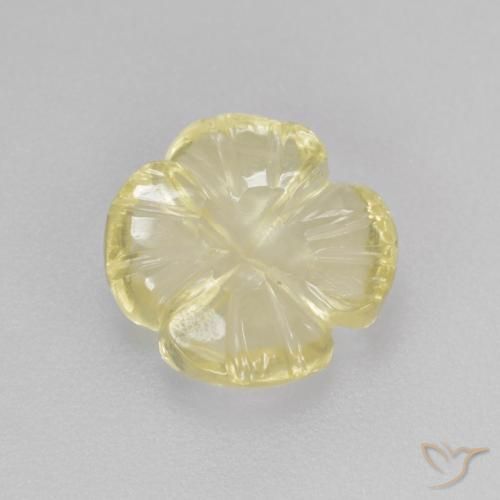 2.31ct Natürlicher hellgrünlich-gelb Quarz, Blumen-Schliff, Transparent