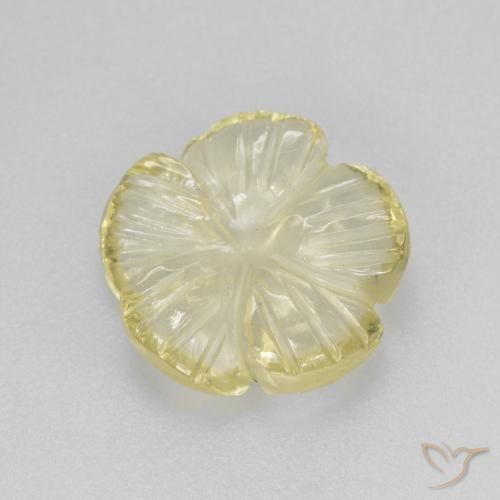 3.12ct Natürlicher Blasses Gelb Quarz, Blumen-Schliff, Transparent