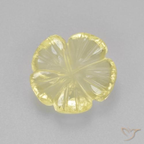 9,17 ctw natürlicher hellgelb Quarz, Blumen-Schliff, Transparent