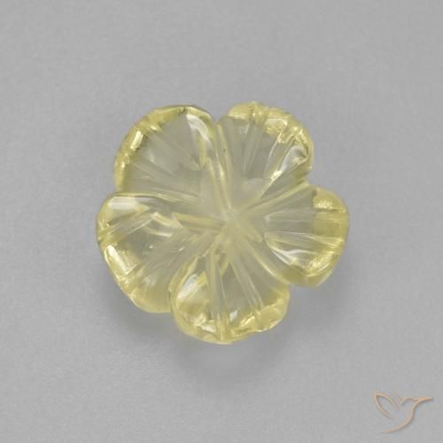 2.21ct Natürlicher hellgrünlich-gelb Quarz, Blumen-Schliff, Transparent