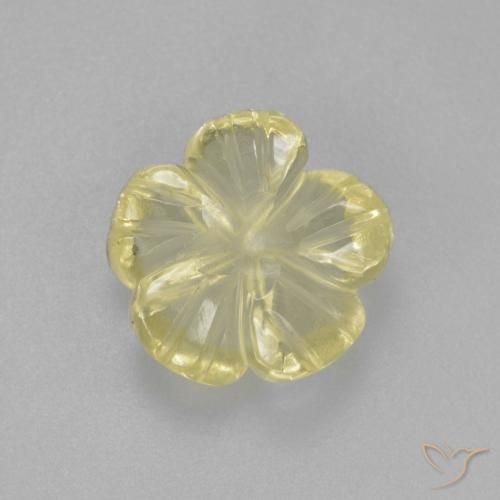 9,17 ctw natürlicher hellgrünlich-gelb Quarz, Blumen-Schliff, Transparent