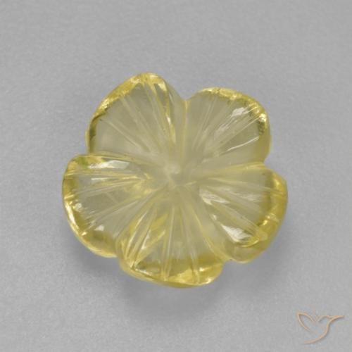 9,17 ctw natürlicher hellgrünlich-gelb Quarz, Blumen-Schliff, Transparent