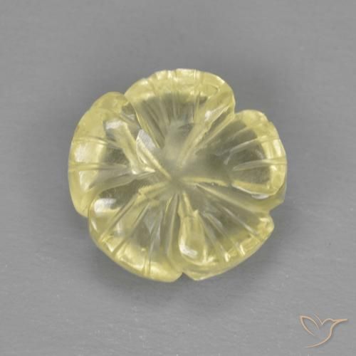 2.79ct Natürlicher Mittelhelles Gelb Quarz, Blumen-Schliff, Transparent