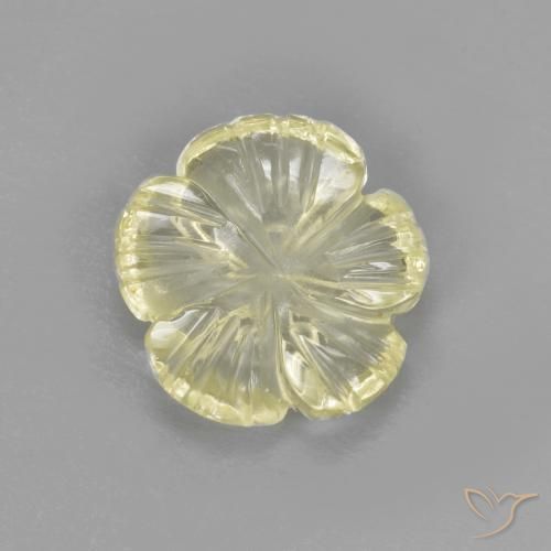 1.64ct Natürlicher Blasses Gelb Quarz, Blumen-Schliff, Transparent