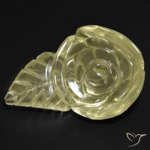 21.30ct Natürlicher Blasses Gelb Quarz, Blumen-Schliff, Transparent