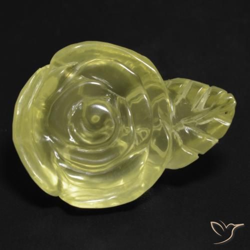 22.84ct Natürlicher Blasses Gelb Quarz, Blumen-Schliff, Transparent