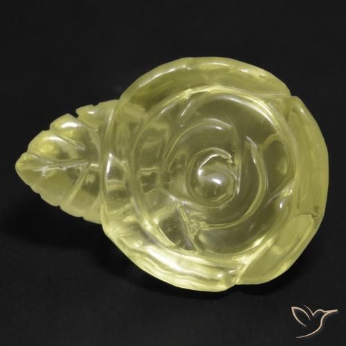 21.64ct Natürlicher Blasses Gelb Quarz, Blumen-Schliff, Transparent