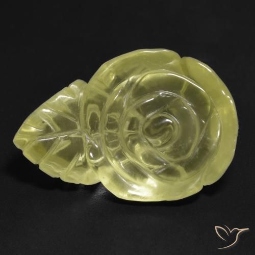 19.33ct Natürlicher Blasses Gelb Quarz, Blumen-Schliff, Transparent