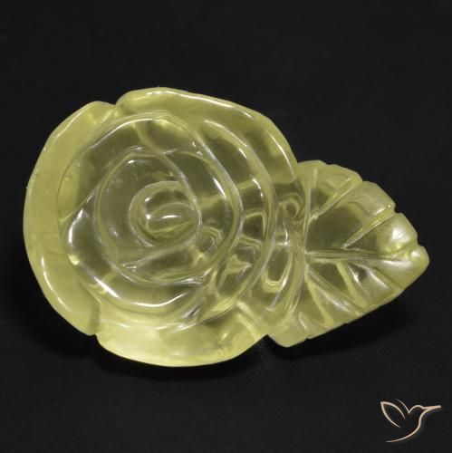9,17 ctw natürlicher Blasses Gelb Quarz, Blumen-Schliff, Transparent